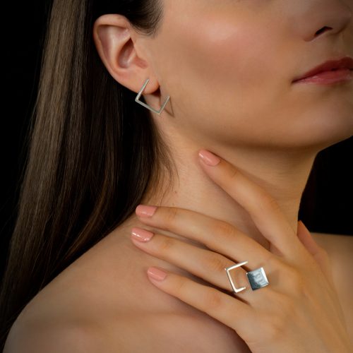 cercei inel geometric contemporan handmade design modern