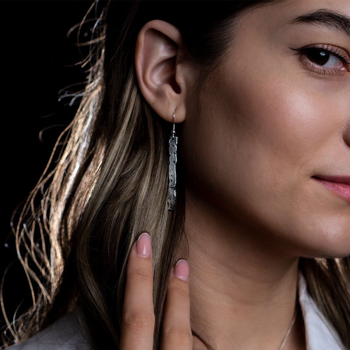 cercei lungime medie argint unicat bijuterie de autor