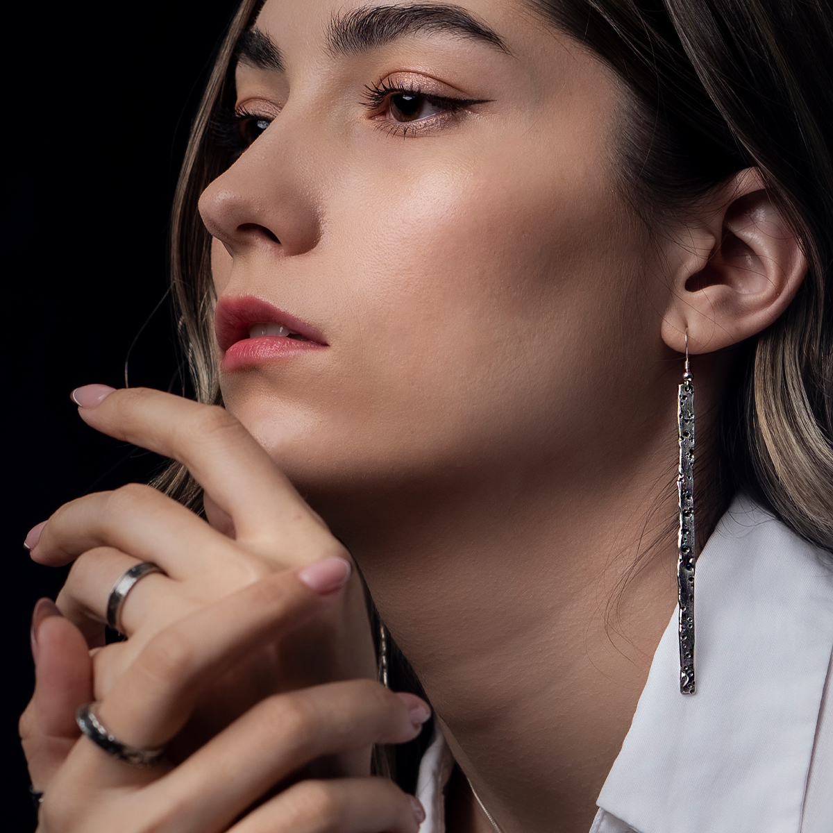 cercei lungi argint antichizat bijuterie de autor unicat