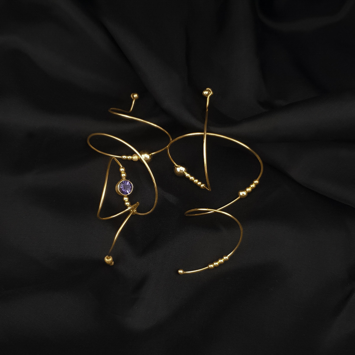 cercei lungi aur 14k galben piatra cadou handmade bijuterie contemporana